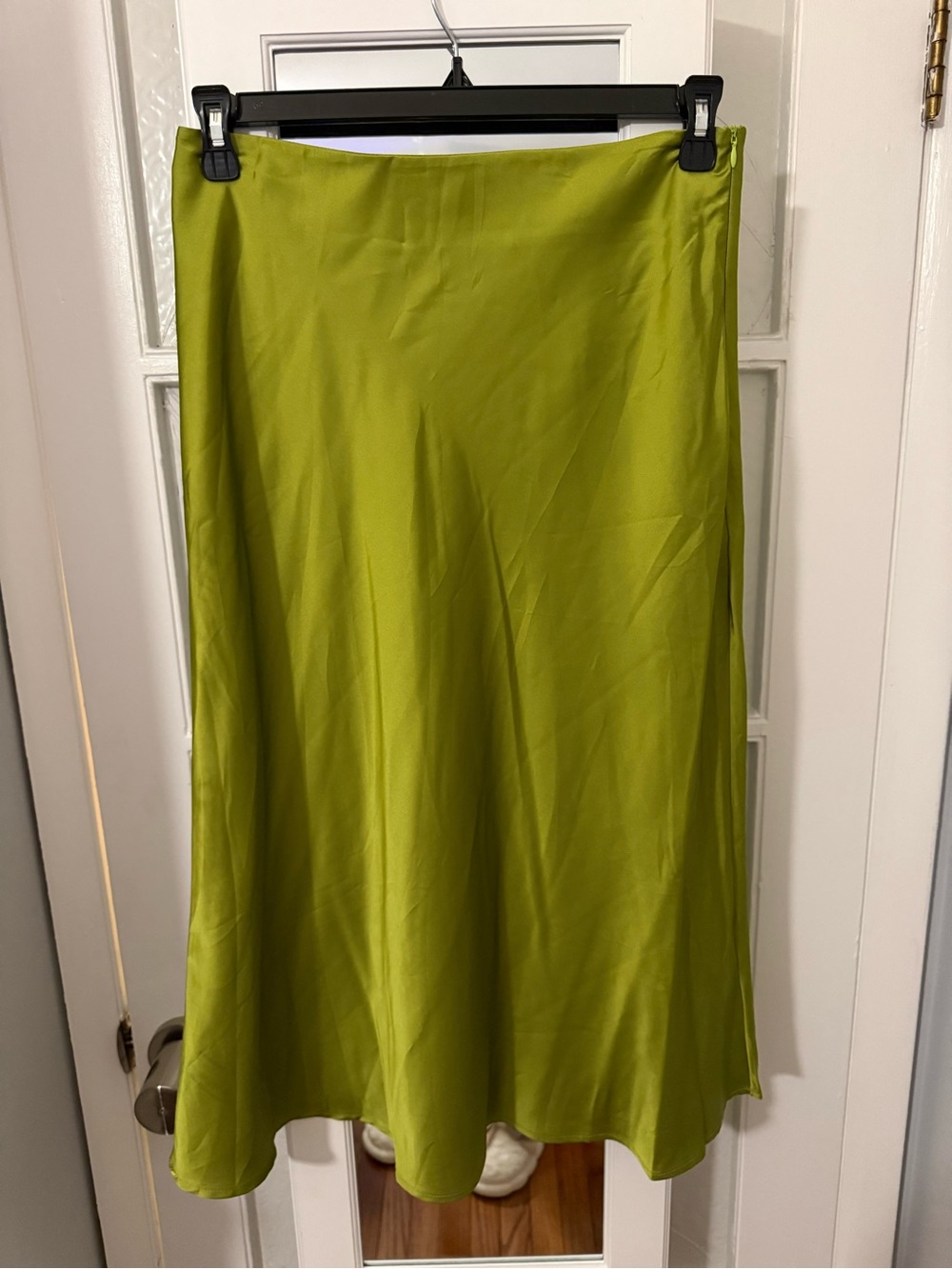 SHEIN Lime Green Satin Midi Skirt